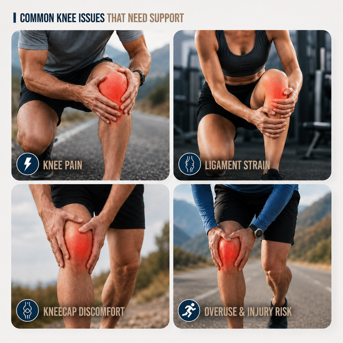 Adjustable Compression Knee Brace with Side Stabilizers for Joint Support & Pain Relief
