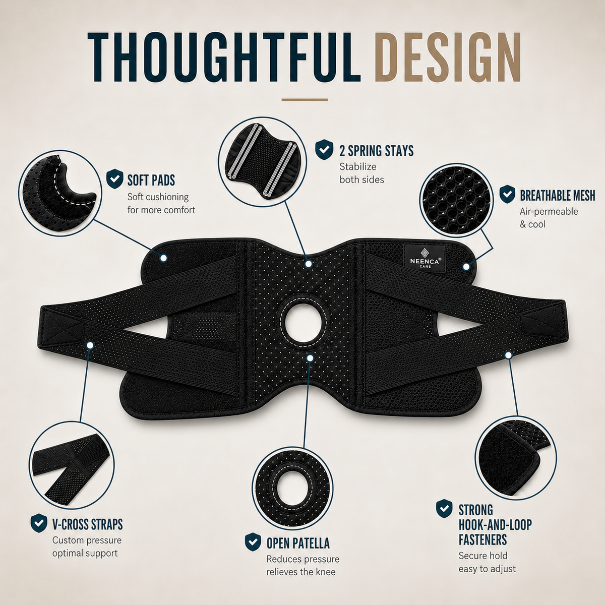Adjustable Compression Knee Brace with Side Stabilizers for Joint Support & Pain Relief