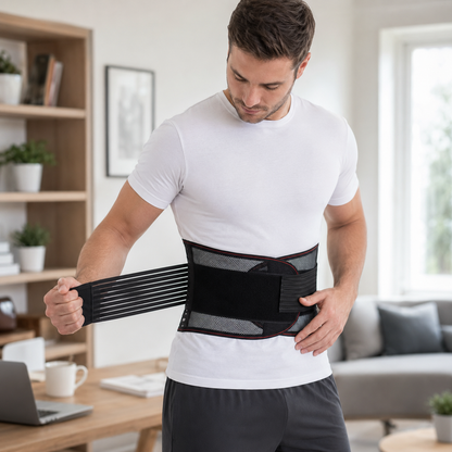 Adjustable Lower Back Support Brace with Dual-Strap Compression for Pain Relief & Posture Correction