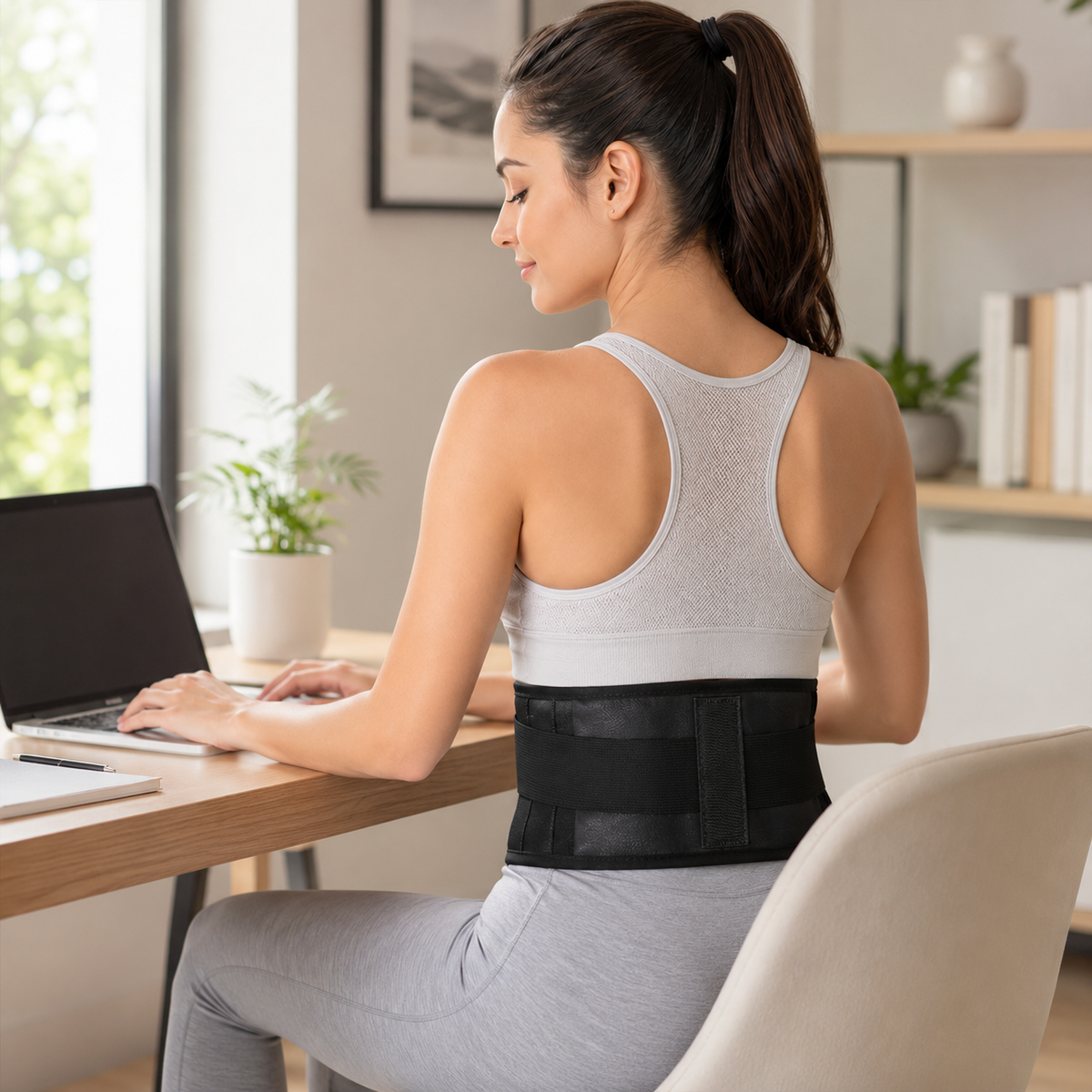 Adjustable Lower Back Support Belt with Self-Heating Therapy & Magnetic Nodes for Pain Relief