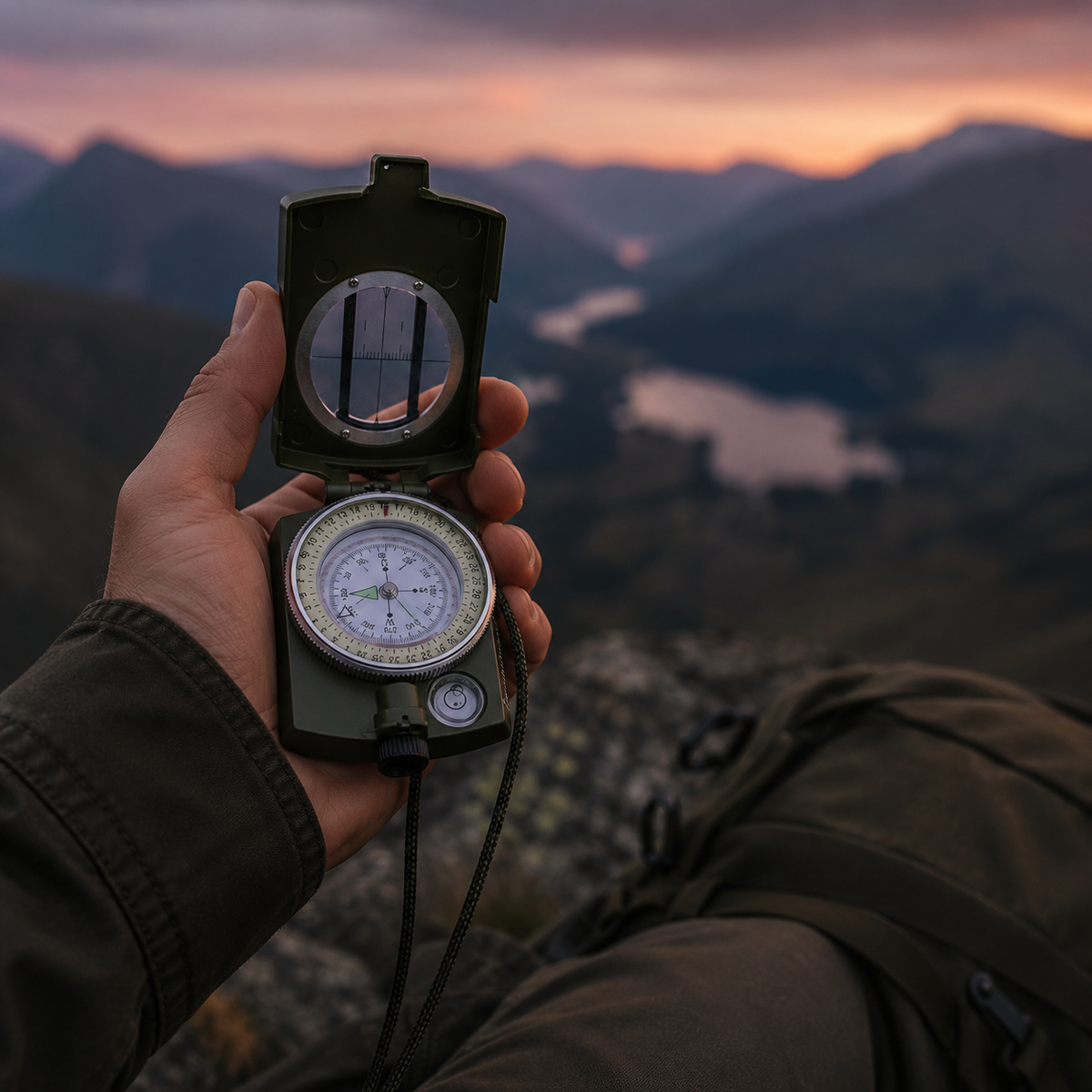 Lensatic Sighting Compass with Folding Design for Hiking & Outdoor Navigation | Portable Pocket Compass