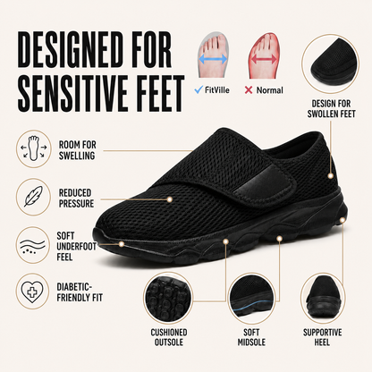 Extra-Wide Adjustable Mesh Slip-On Sneaker for Swollen Feet & Bunions – Cushioned Lightweight Walking Shoe for Men & Women