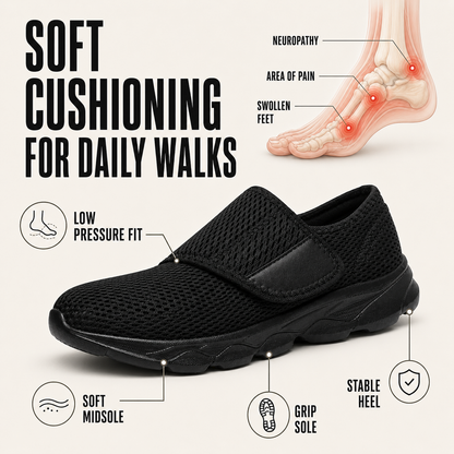 Extra-Wide Adjustable Mesh Slip-On Sneaker for Swollen Feet & Bunions – Cushioned Lightweight Walking Shoe for Men & Women
