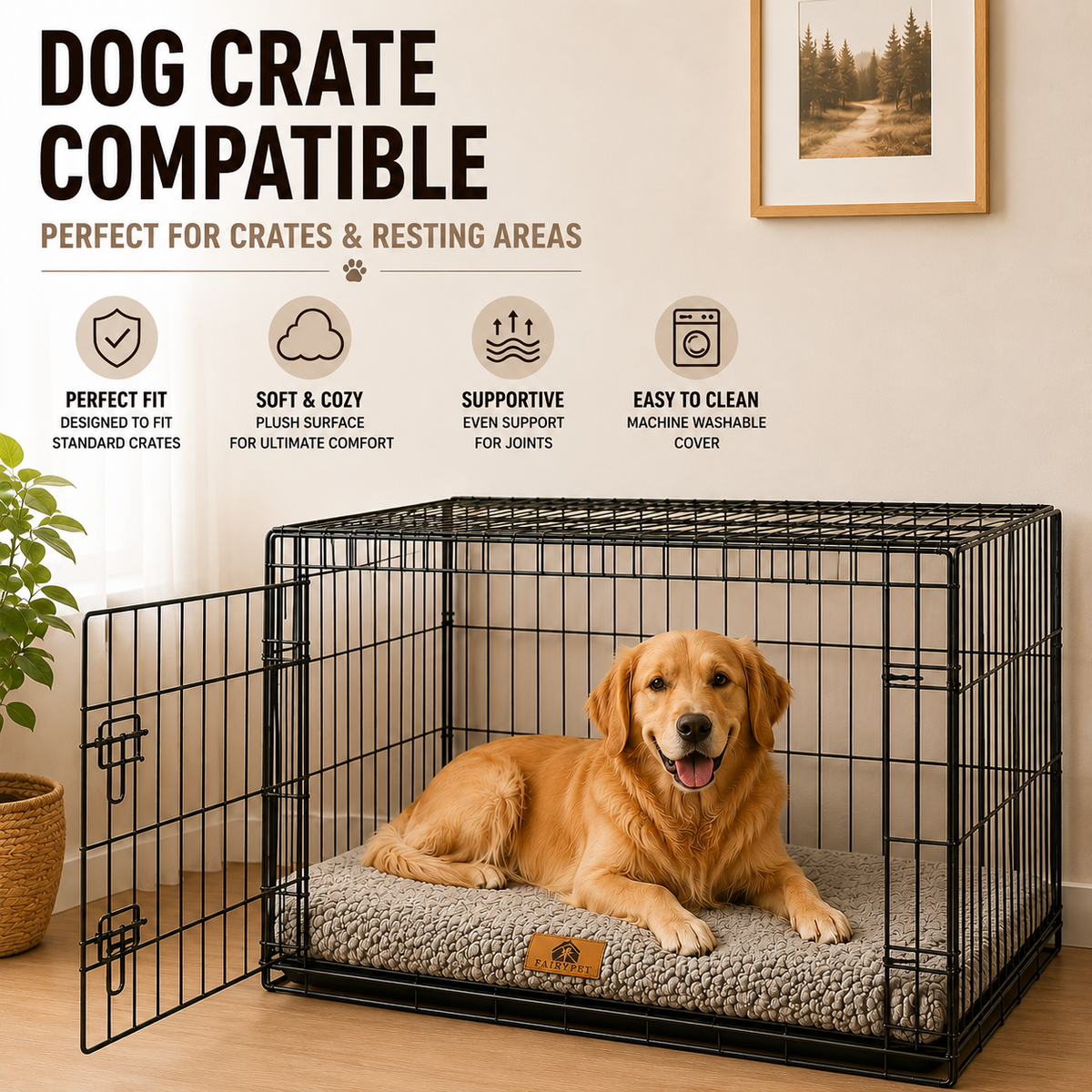 Cushioned Pet Resting Pad with Removable Washable Cover & Non-Skid Bottom for Dogs & Cats
