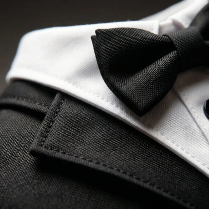 Dog Tuxedo Harness with Bow Tie for Weddings & Parties – Adjustable Vest Harness Small to Large Breeds – Formal Pet Outfit Costume
