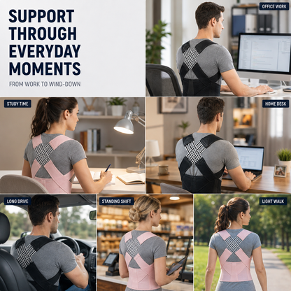 Adjustable Posture Corrector Back Support Brace for Upper and Lower Spine Alignment, Slouch Relief, Shoulder Realignment, Comfortable Wear