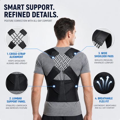 Adjustable Posture Corrector Back Support Brace for Upper and Lower Spine Alignment, Slouch Relief, Shoulder Realignment, Comfortable Wear