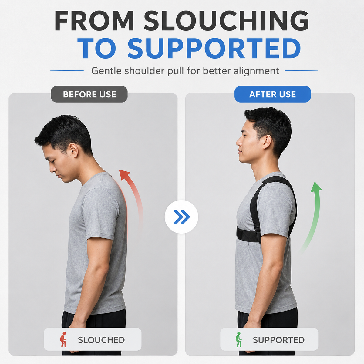 Adjustable Back Support Brace for Posture Correction – Discreet Under-Shirt Design for Office & Daily Wear – Lightweight Shoulder Aligner