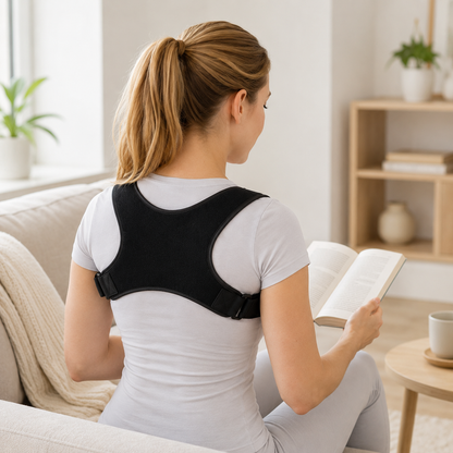 Adjustable Back Support Brace for Posture Correction – Discreet Under-Shirt Design for Office & Daily Wear – Lightweight Shoulder Aligner