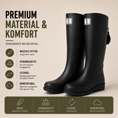 Women's Waterproof Rain Boots Mid-Calf – Slip-On PVC Wellington Boots for Wet Weather, Mud & Garden