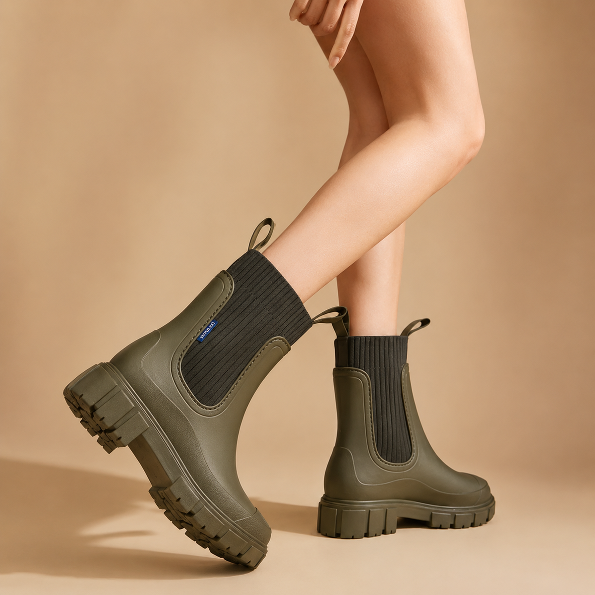 Women's Waterproof Ankle Rain Boots with Non-Slip Sole – Chelsea Pull-On Short Booties for Wet Weather, Urban Commute & Outdoor