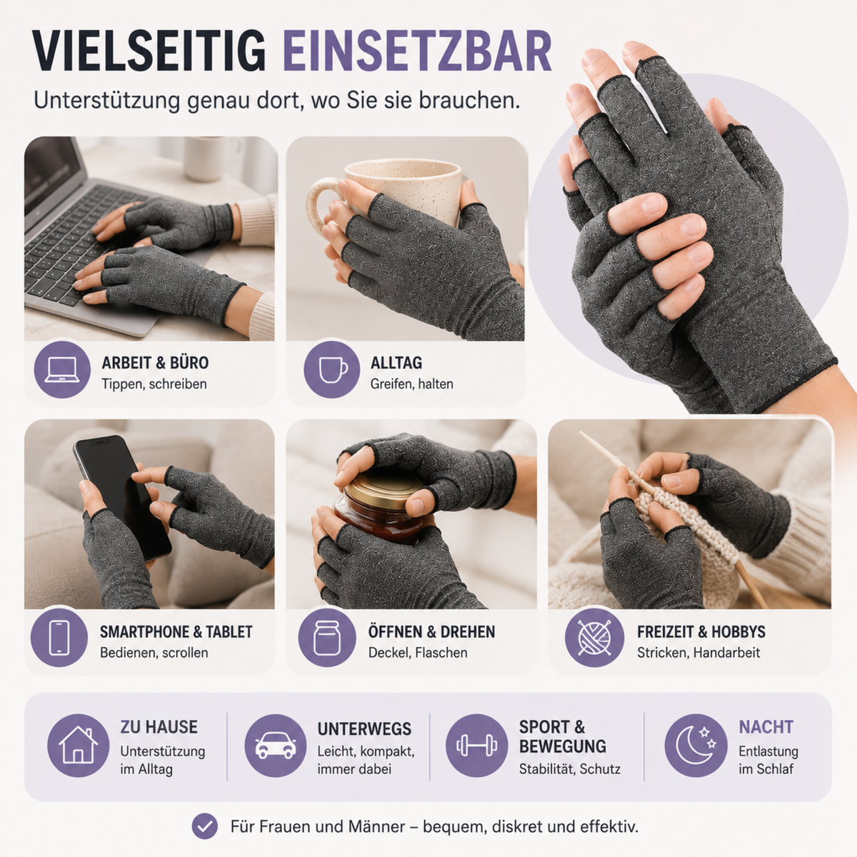 Fingerless Compression Gloves for Joint Support & Pain Relief – Breathable Half-Finger Hand Braces for Everyday Tasks & Arthritis Comfort