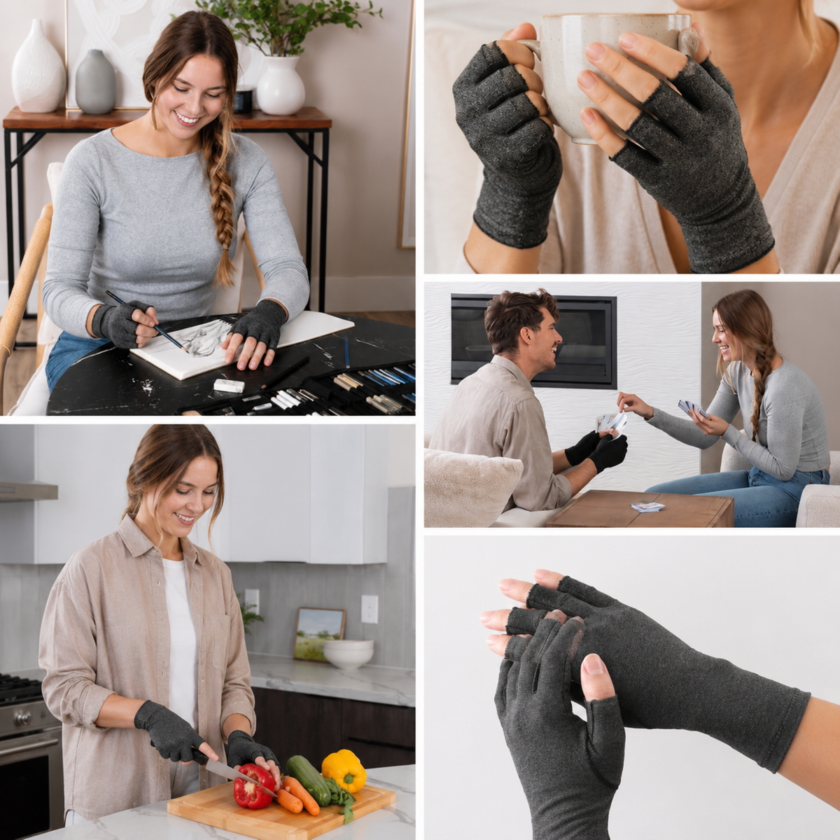 Fingerless Compression Gloves for Joint Support & Pain Relief – Breathable Half-Finger Hand Braces for Everyday Tasks & Arthritis Comfort