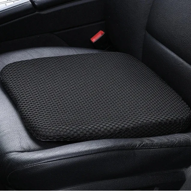 Elevated Car Seat Cushion with Airflow Honeycomb Design for Driver Comfort & Posture Support