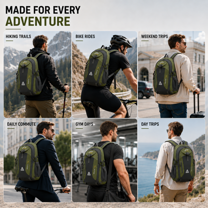 40L Outdoor Backpack with Padded Mesh Panels & Adjustable Straps for Hiking and Travel