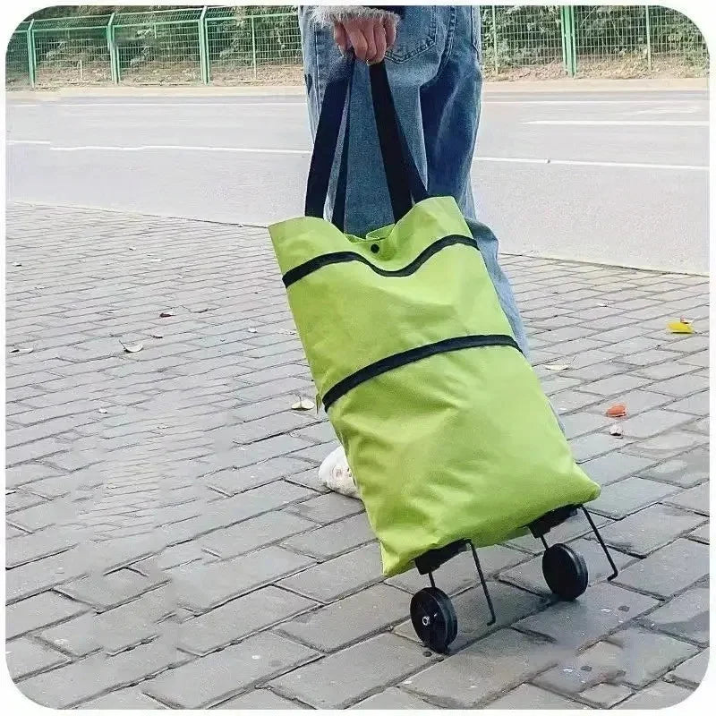 Collapsible Rolling Shopping Cart with Backpack Straps for Groceries & Errands
