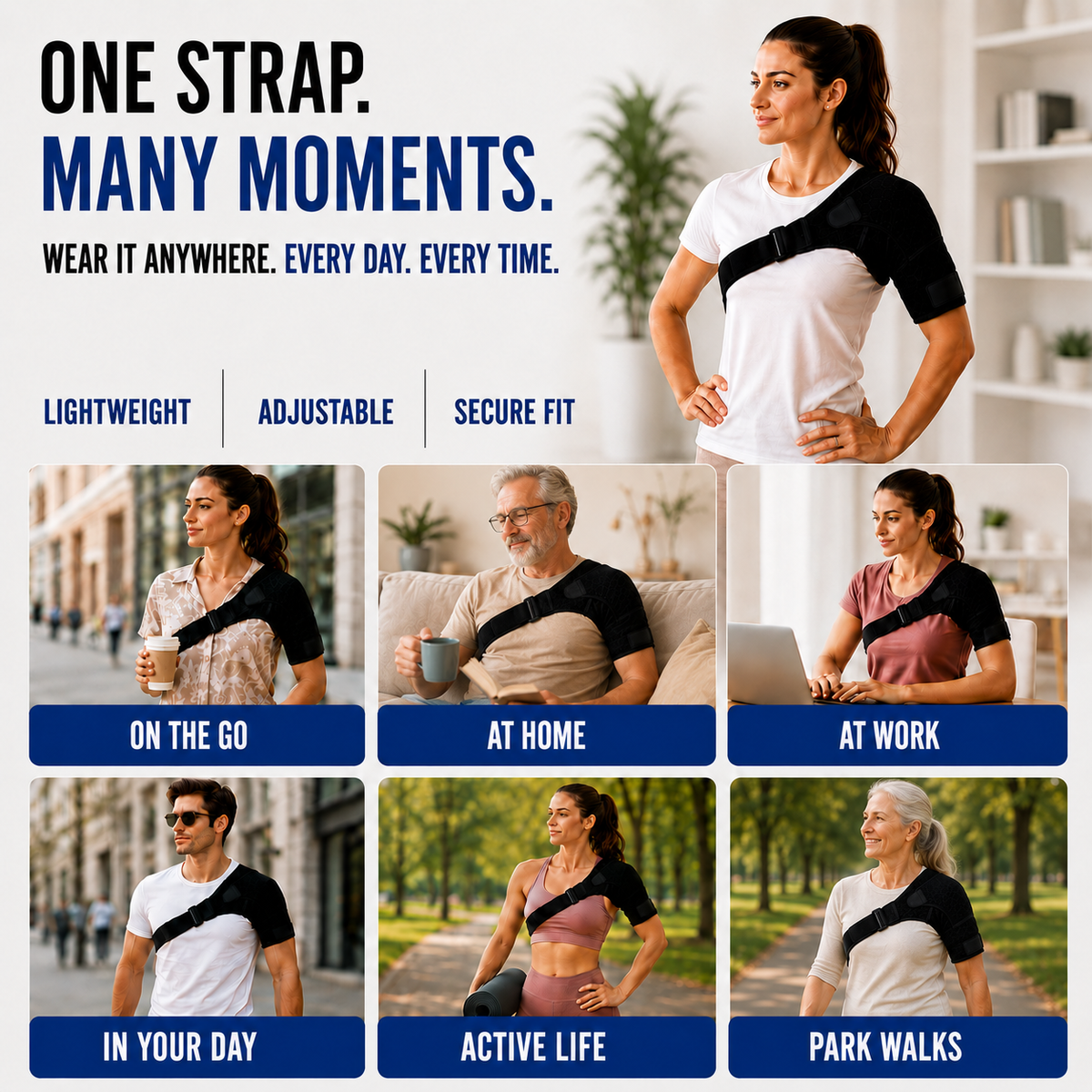 Adjustable Shoulder Compression Brace for Pain Relief & Stability – Men & Women – Left or Right Arm Support Wrap