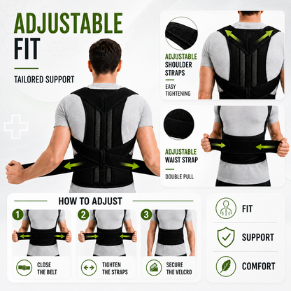 Adjustable Posture Corrector Brace for Upper & Lower Spinal Support – Breathable Harness Design for Men & Women