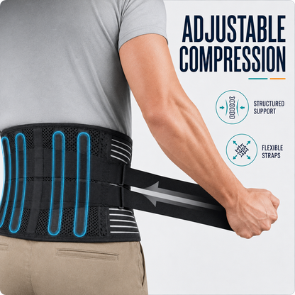 Adjustable Lower Back Support Brace with Dual Compression Straps for Posture Relief and Heavy Lifting