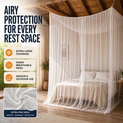 Spacious Hanging Bed Canopy Net | Tall Box-Style Insect Barrier for Double Beds & Camping | 87×79×79 in Interior | White or Black Mesh