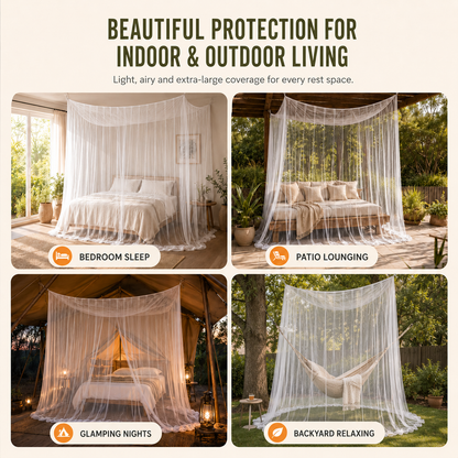Spacious Hanging Bed Canopy Net | Tall Box-Style Insect Barrier for Double Beds & Camping | 87×79×79 in Interior | White or Black Mesh