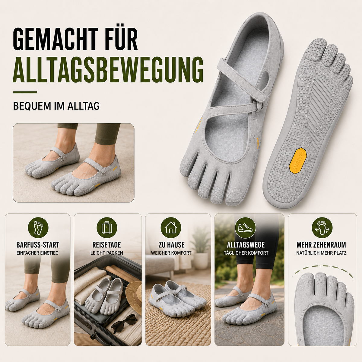 Five-Toe Barefoot Shoes for Women – Flexible Minimal Sole Water-Ready Slip-On for Yoga Gym Hiking Beach Everyday