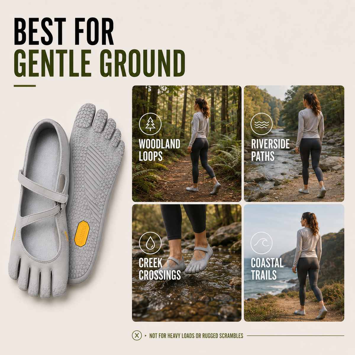 Women's Separated Toe Trail Runners – Minimal Sole Hiking Footwear for Creek Paths & Forest Walks