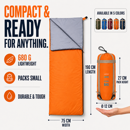 Lightweight Camping Sleep Sack with Compression Carry Bag for Backpacking & Hiking Trips