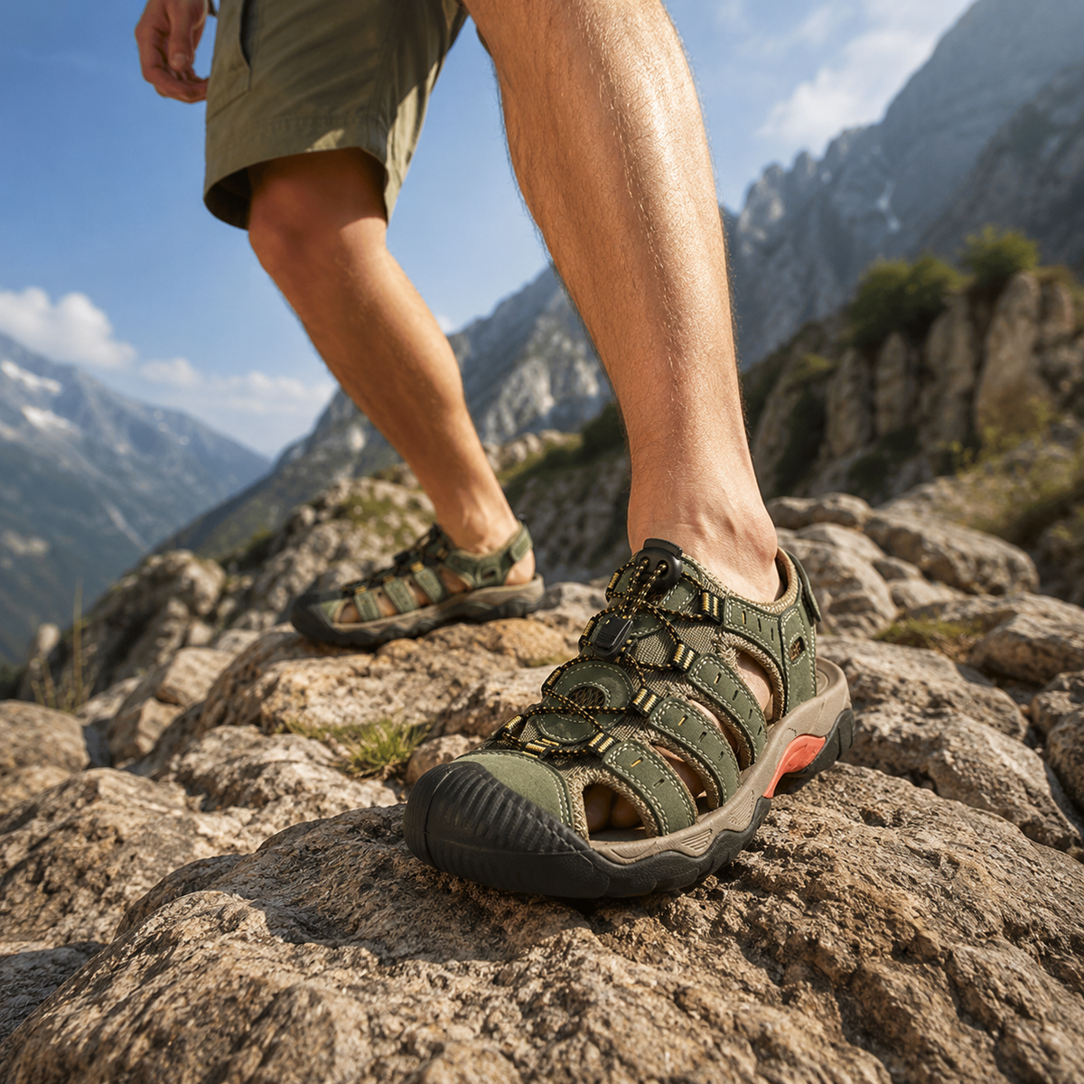 Men's Quick-Dry Sport Sandals with Adjustable Straps for Hiking, Water Sports & Beach