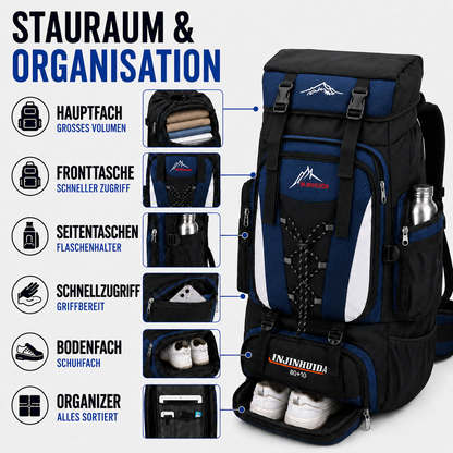 80L Hiking Backpack for Multi-Day Trips – Water-Resistant Trekking Pack with Breathable Support & Quick-Access Pockets for Camping