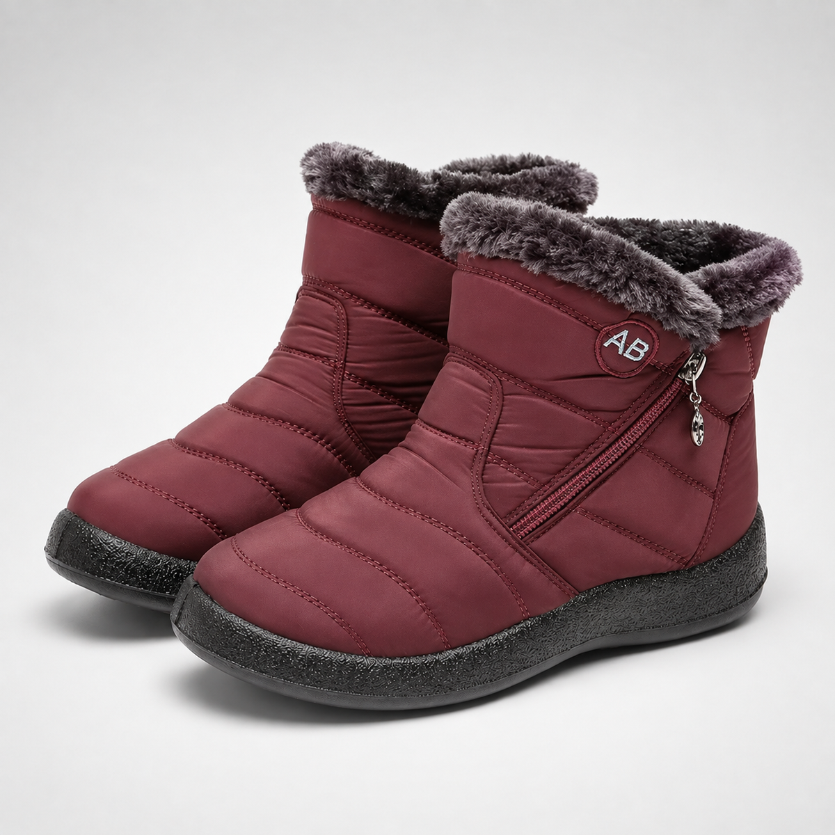 Women's Insulated Waterproof Ankle Boots with Side Zip & Anti-Slip Sole for Cold Weather Walking