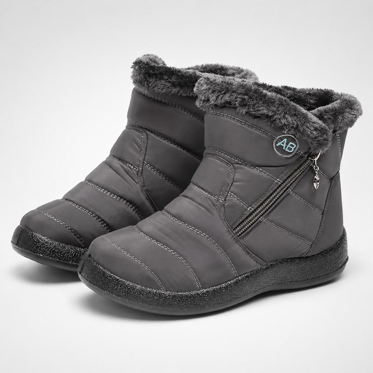 Women's Insulated Waterproof Ankle Boots with Side Zip & Anti-Slip Sole for Cold Weather Walking