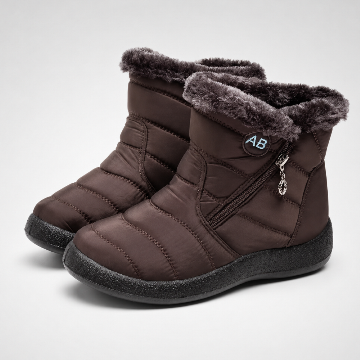Women's Insulated Waterproof Ankle Boots with Side Zip & Anti-Slip Sole for Cold Weather Walking