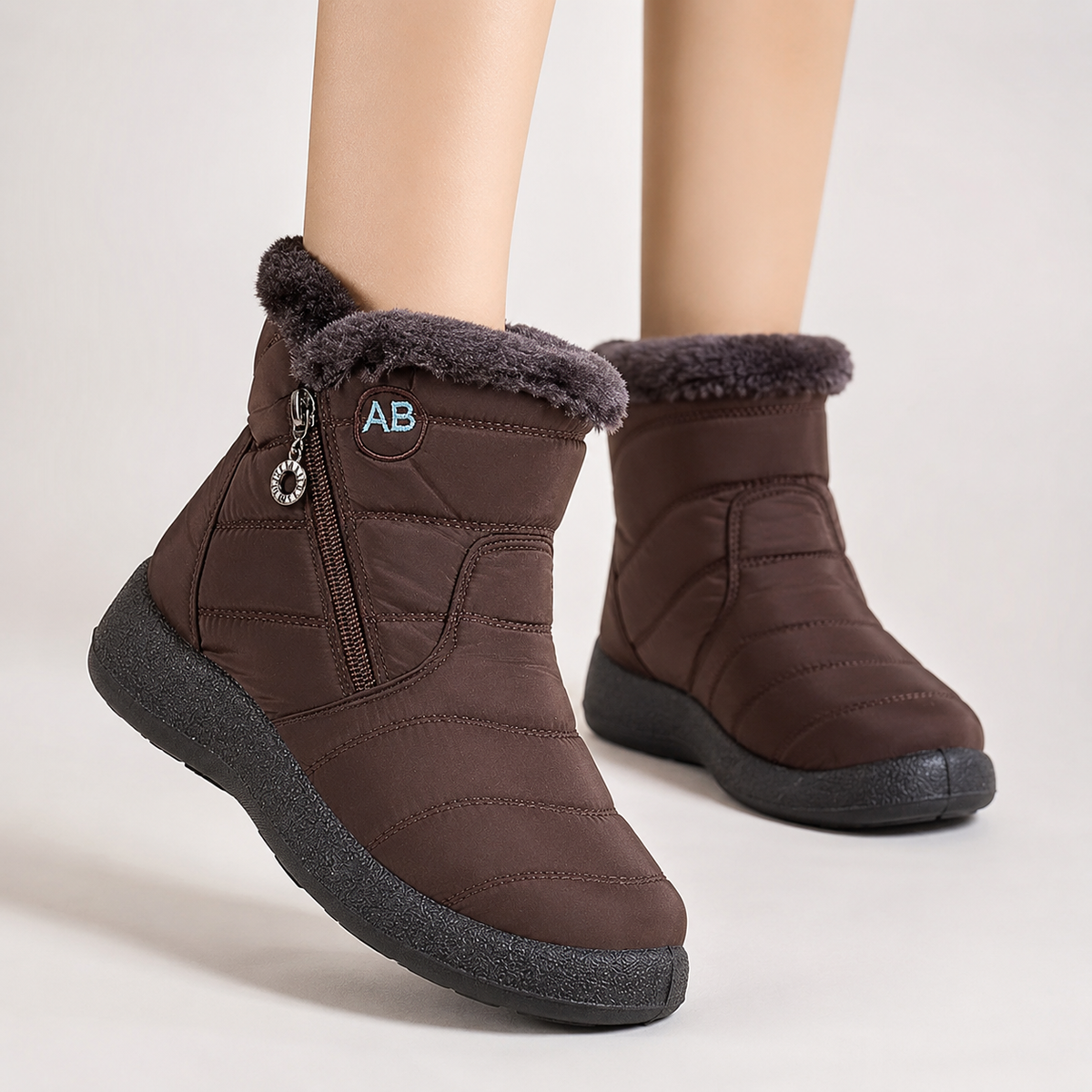 Women's Insulated Waterproof Ankle Boots with Side Zip & Anti-Slip Sole for Cold Weather Walking