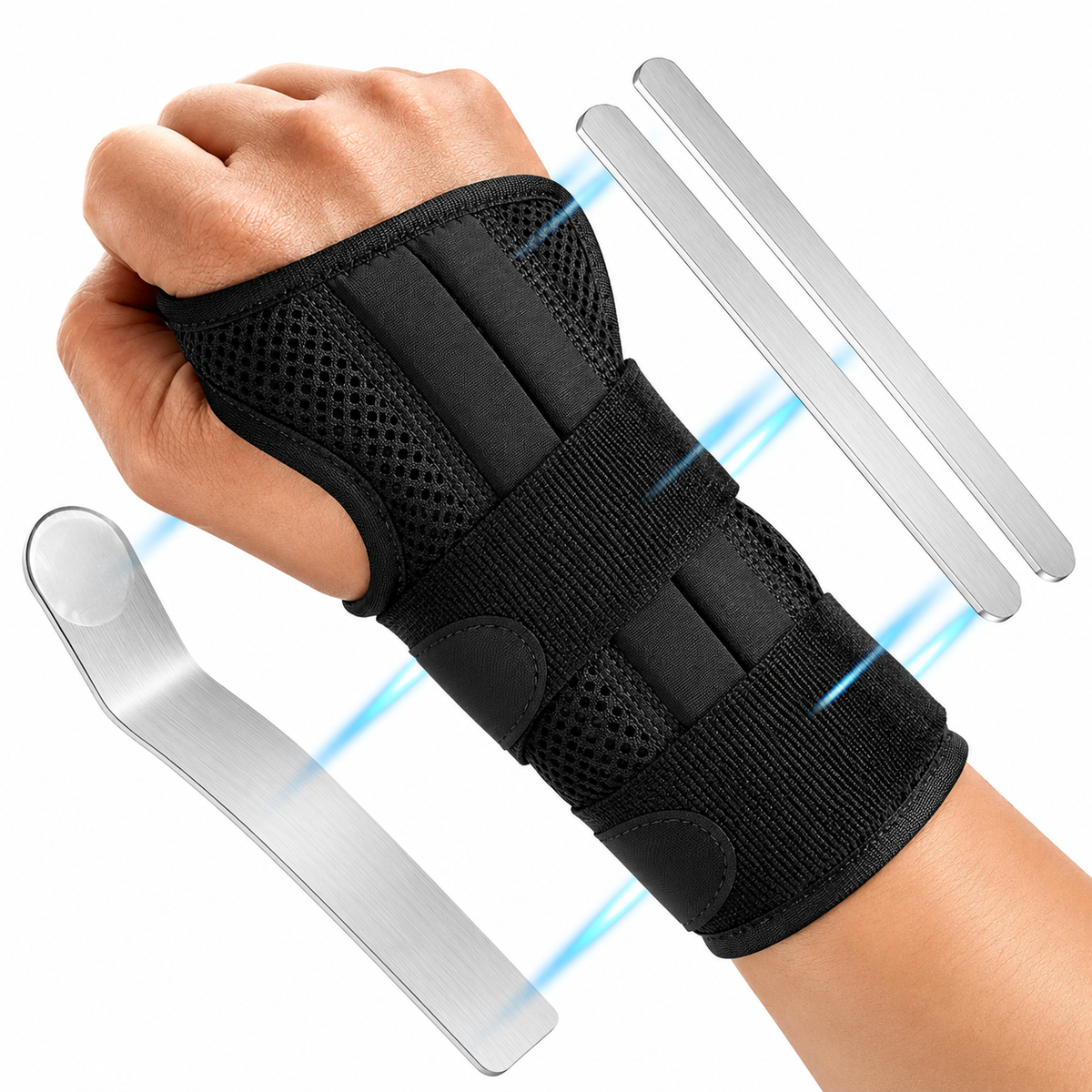 Adjustable Wrist Support Brace with Removable Splints for Left or Right Hand | Compression Stabilizer for Carpal Tunnel, Sprains &