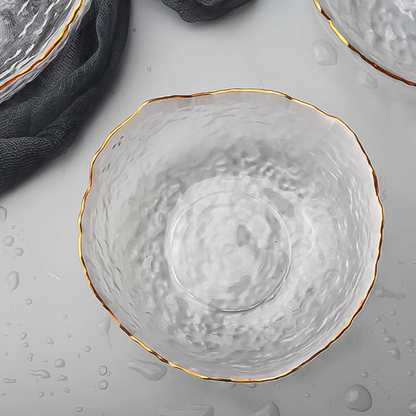 Norwegian Design Glass Serving Bowls with Gold Inlaid Edges