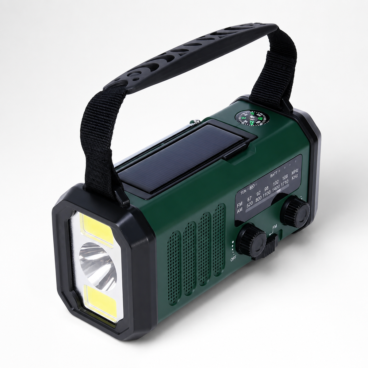 Hand-Crank Solar Emergency Radio with LED Flashlight & Phone Charger for Power Outages Camping Hiking Outdoor Survival Kit AM FM Weather