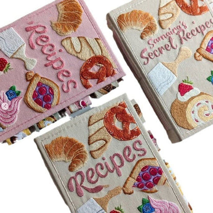 Notebook | Handmade Recipe Journal | Embroidered Fabric Cover | RecipeHeart