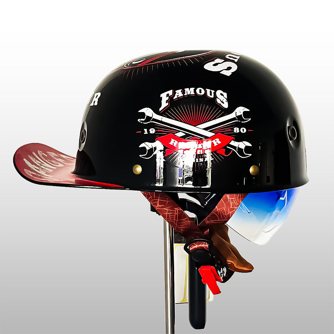 Half-Shell Motorcycle Helmet DOT ECE Certified ABS Cap-Style Urban Street Bike Riding Headgear with Removable Sun Visor & Quick-Release