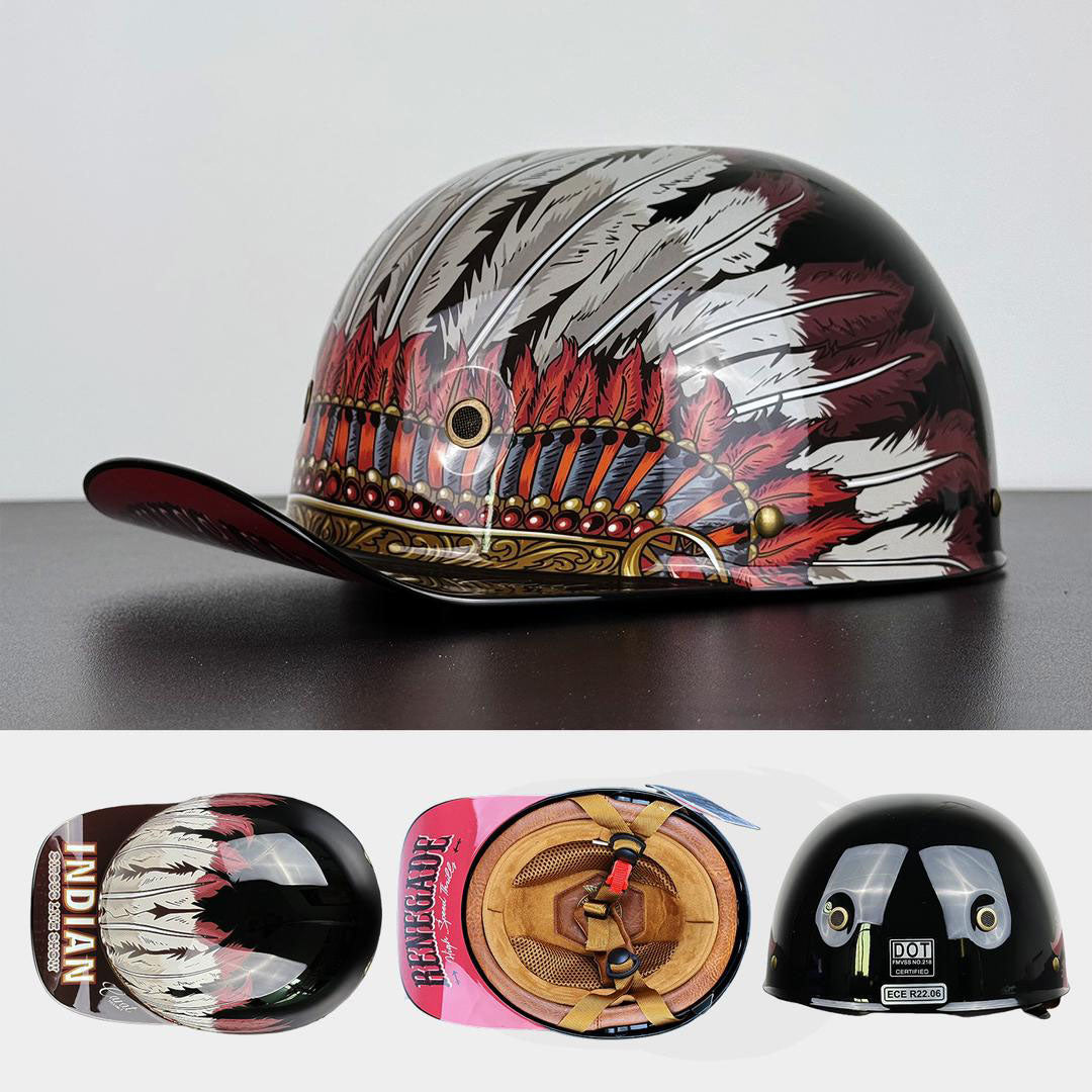 Half Helmet, Lightweight Motorcycle Helmet with ABS Shell, DOT and ECE Certified Open Face Helmet with Visor