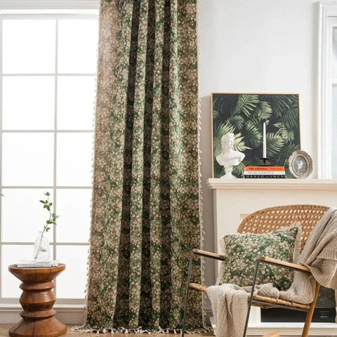 FloraLoom – Vintage Floral Tassel Curtain