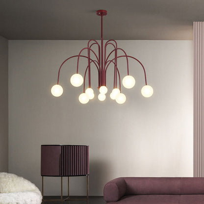 Multi-Pendant Glass Chandelier for Dining Room & Living Room – Adjustable Height Suspension Fixture with LED Bulbs