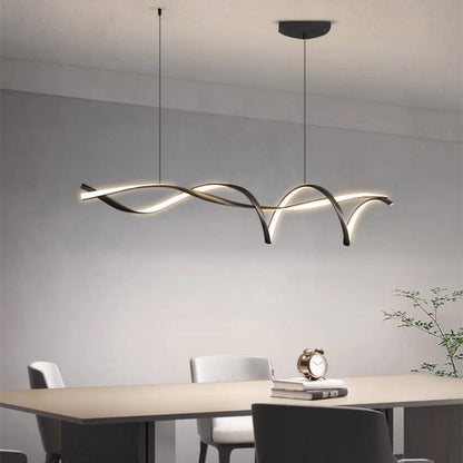 Hanging Linear LED Island Light Black Alloy Adjustable Cable 39-59 Inches for Kitchen Counter Dining Table Modern Minimalist Ceiling Fixture