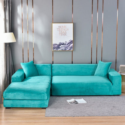 Stretch Velvet Couch Cover with Full Frame Protection for Living Room Sofas – Universal Fit Slipcover