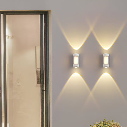 Cylindrical Outdoor Wall Sconce Up Down Light 10W LED Weatherproof Porch Facade Fixture Black White for Entryway Garden Patio Pathway Modern