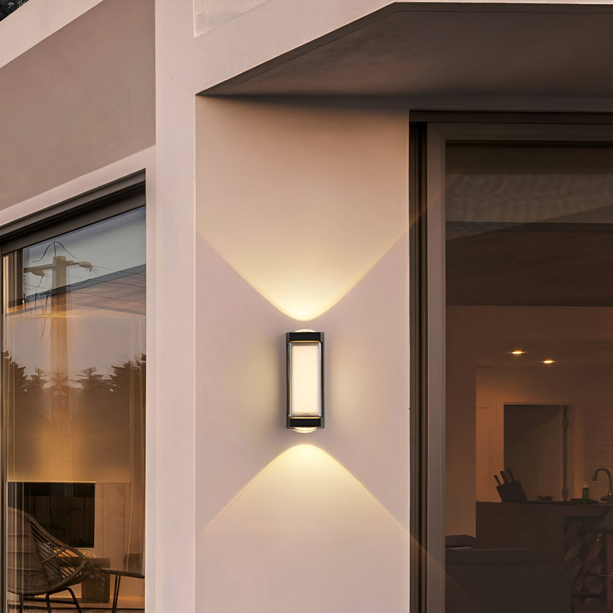 Cylindrical Outdoor Wall Sconce Up Down Light 10W LED Weatherproof Porch Facade Fixture Black White for Entryway Garden Patio Pathway Modern