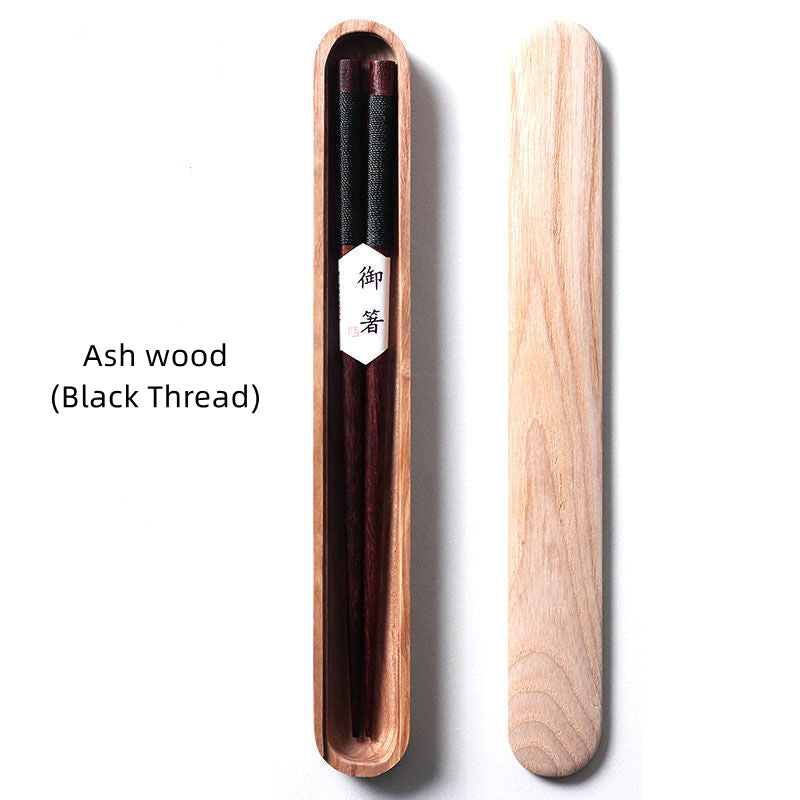 Handcrafted Wooden Chopsticks with Decorative Thread & Gift Box for Asian Dining