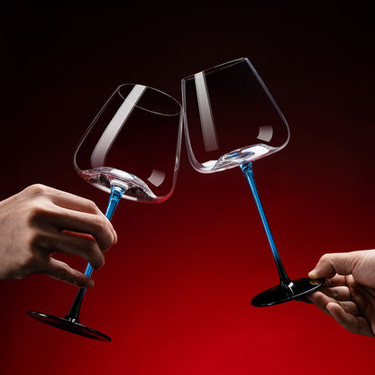 Hand-Painted Stemmed Aerating Decanter & Glassware Set for Red Wine Service | Home Bar & Dining Collection