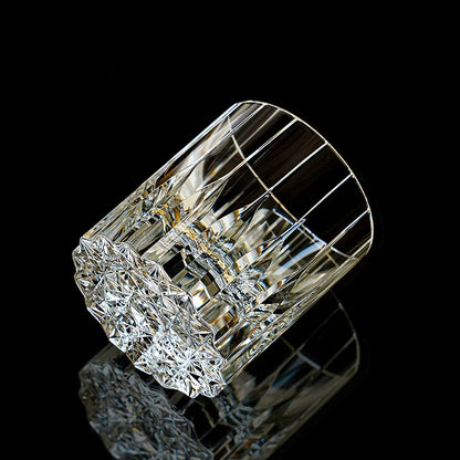 Hand-Cut Crystal Whisky Tumbler with Diamond Facets in Presentation Box for Bourbon, Scotch & Cocktails