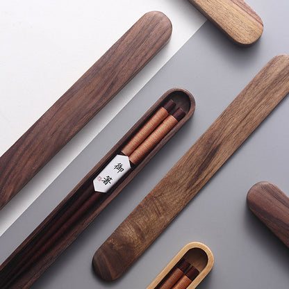 Premium Walnut Utensils for Asian Cuisine & Ramen Bowls – Artisan Wood Dining Tools with Presentation Case